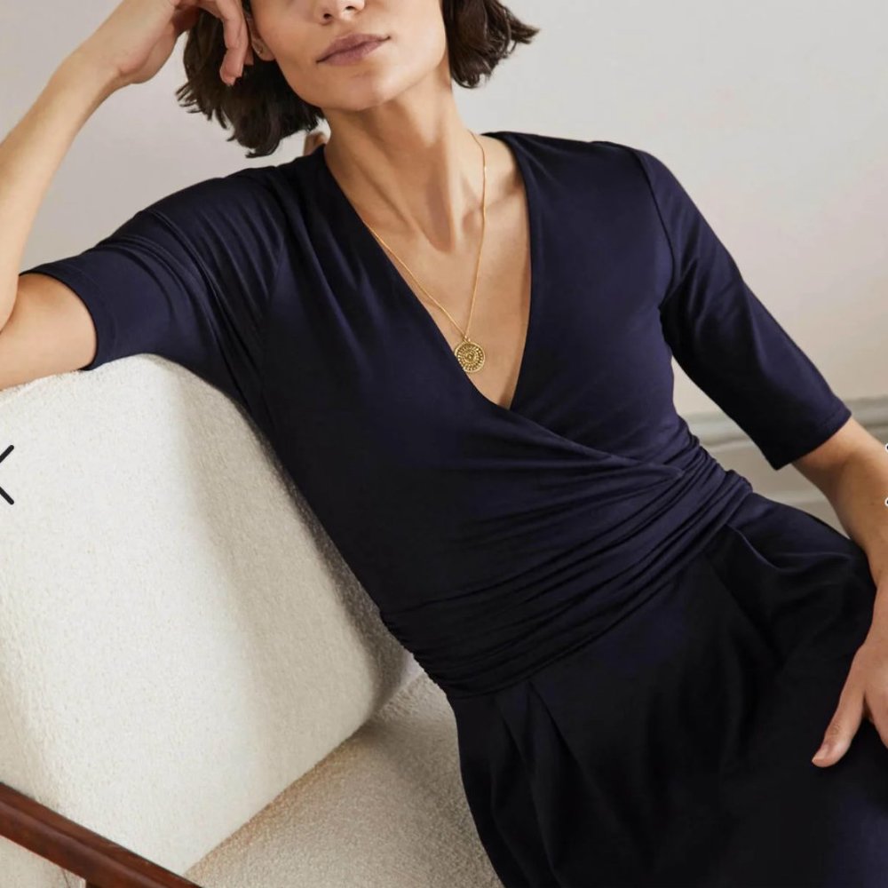 Boden Ruched Waist Jersey Midi Dress